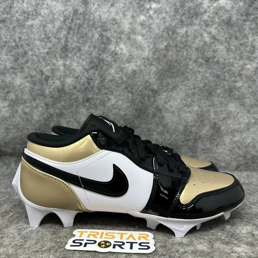 Jordan 1 Low TD Football Cleats Mens Size 11.5 Gold White Black FJ6245-701